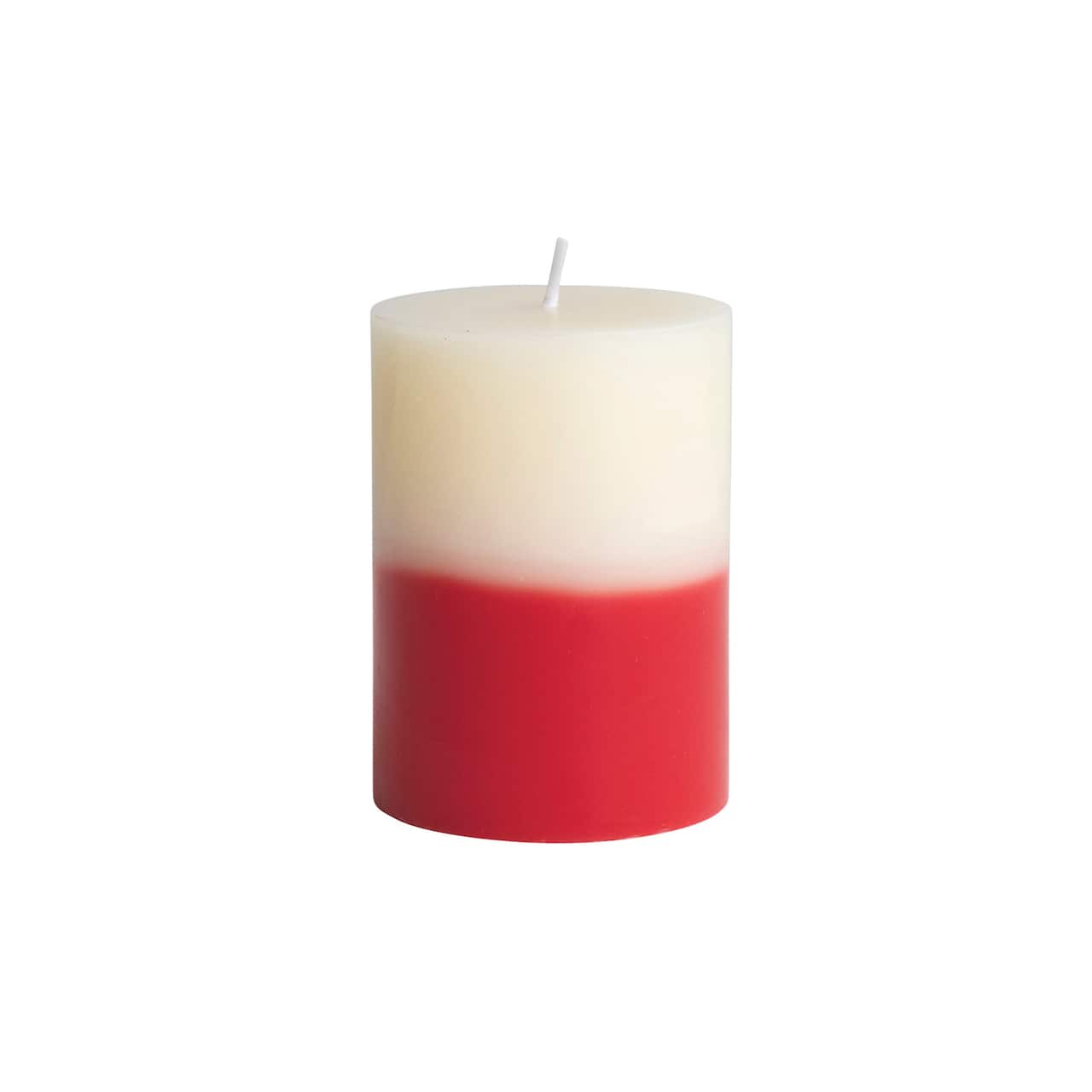 Hello Honey® 4" Red & Cream Unscented Pillar Candle